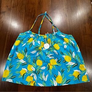 New! Anthropologie Print Fresh Lemon Zest Boxy Cami Top Organic Cotton Sz 1X